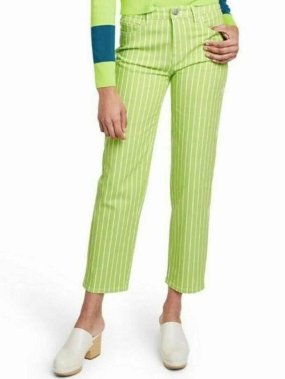 Victor Glemaud Lime Green Pinstripe Pants Size 0